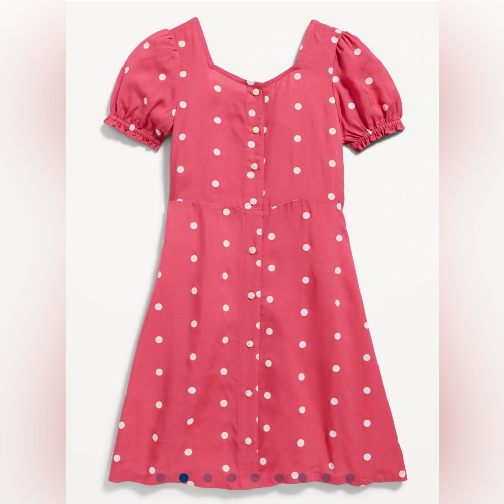Old navy puff sleeve button front fit and flare dress for girls